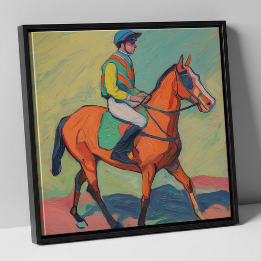 The Colour of Racing racing horse canvas wall art in black frame