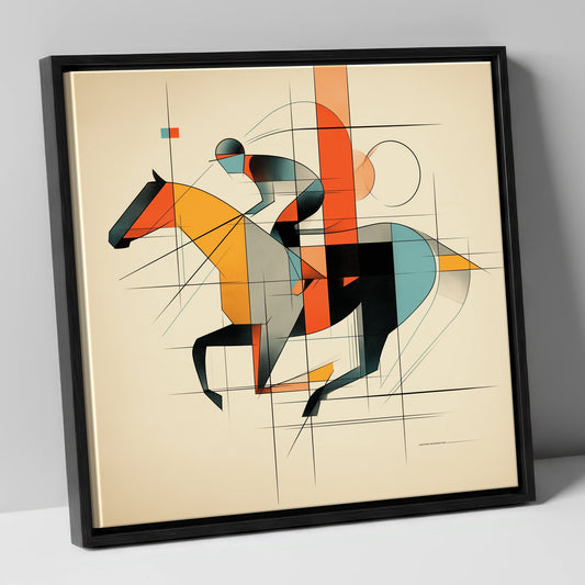 Geometric Racing Form racing horse canvas wall art in black frame