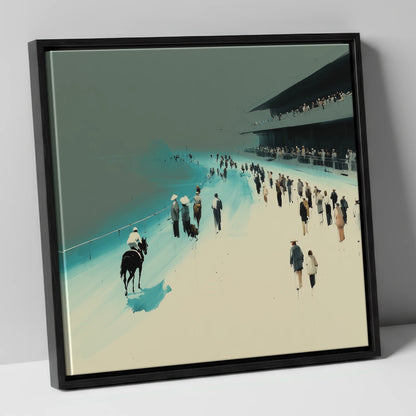 Sweeping to the Start racing horse canvas wall art in black frame