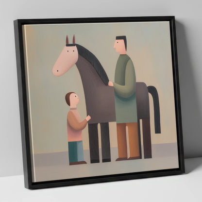 Shared Connection horse & rider canvas wall art in black frame