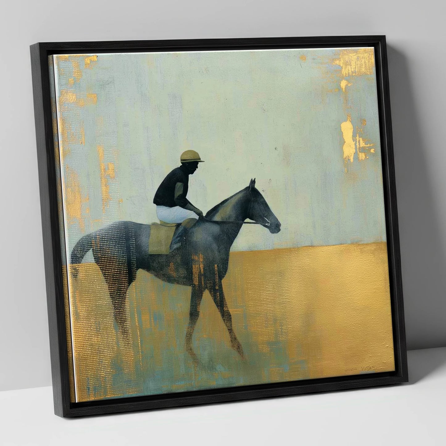 The Gilded Thoroughbred racing horse canvas wall art in black frame