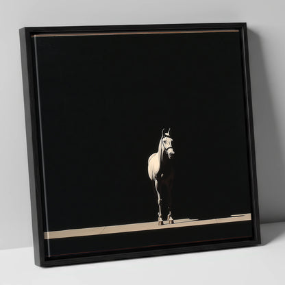 The Midnight Thoroughbred racing horse canvas wall art in black frame