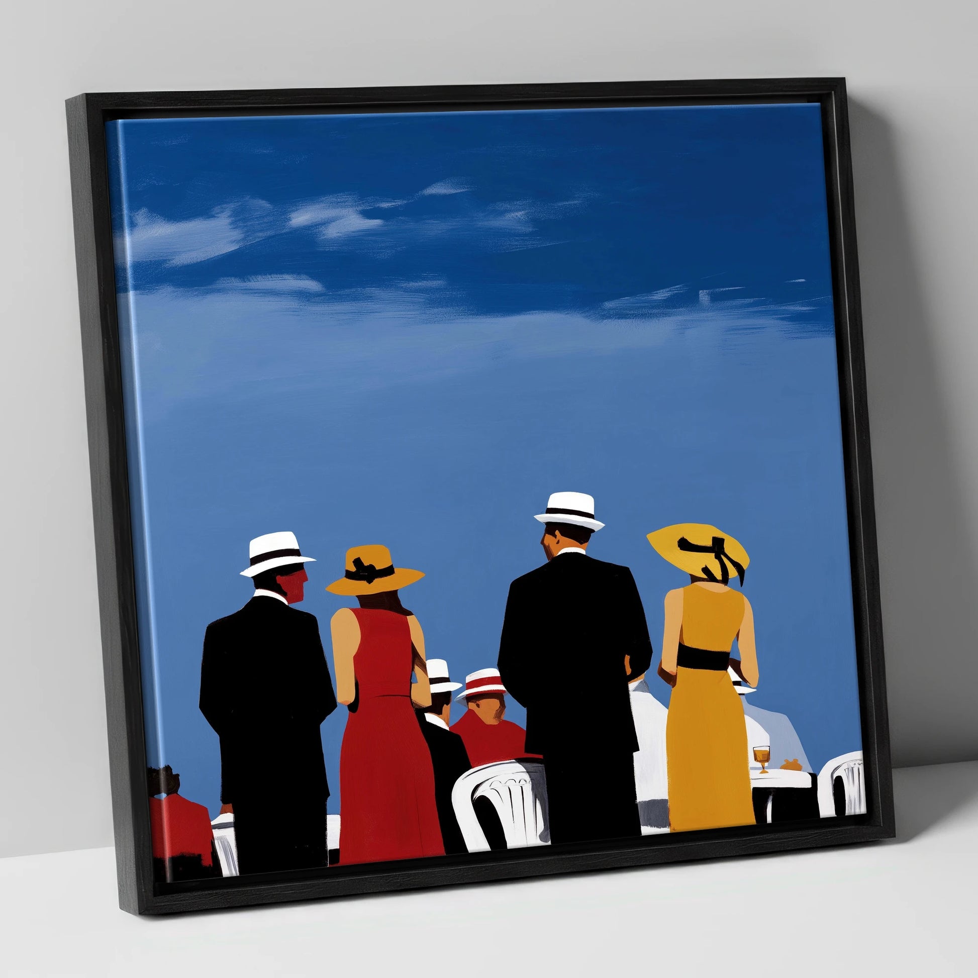 Race Day Elegance racing horse canvas wall art in black frame