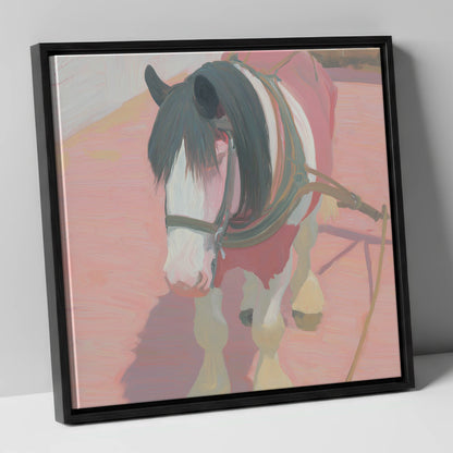 The Patient Draught working horse canvas wall art in black frame