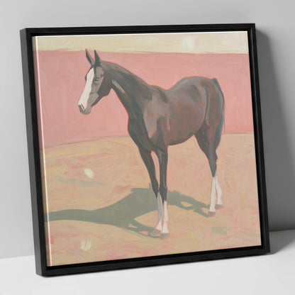 Quiet Grace in Pastel horse breed canvas wall art in black frame