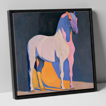 Modern Abstract Painted Grey Horse horse breed canvas wall art in black frame