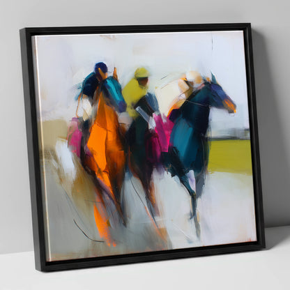 The Colour of Speed racing horse canvas wall art in black frame