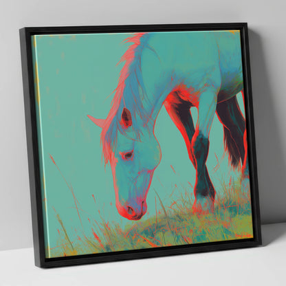 Electric Pasture Portrait horse portrait canvas wall art in black frame