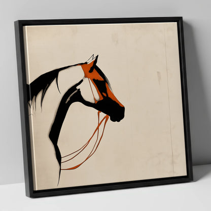 Rust and Ink Silhouette horse breed canvas wall art in black frame