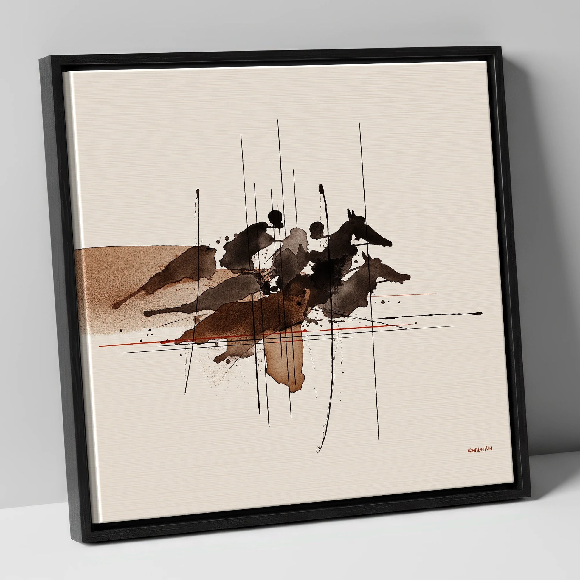 Pulse of the Turf racing horse canvas wall art in black frame
