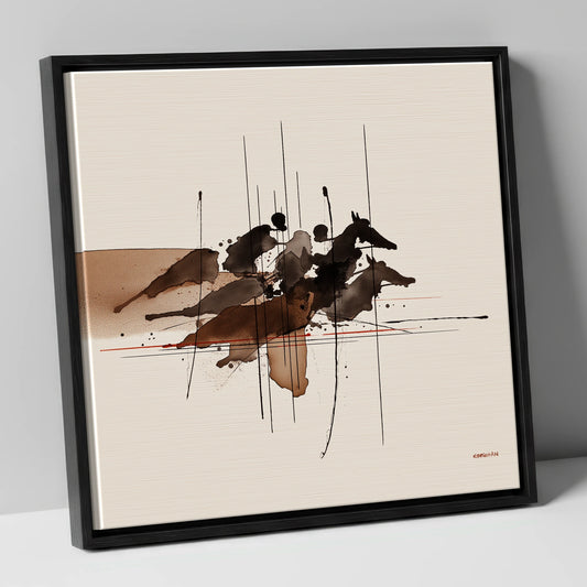 Pulse of the Turf racing horse canvas wall art in black frame