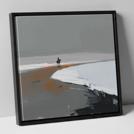 The Solitary Hack horse landscape canvas wall art in black frame
