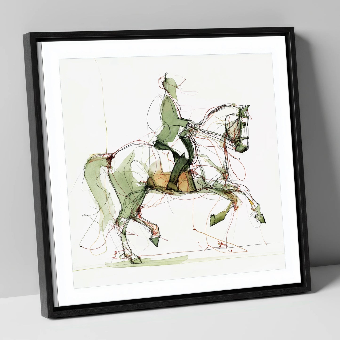 Expressive Dressage dressage horse canvas wall art in black frame