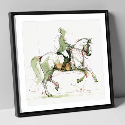 Expressive Dressage dressage horse canvas wall art in black frame