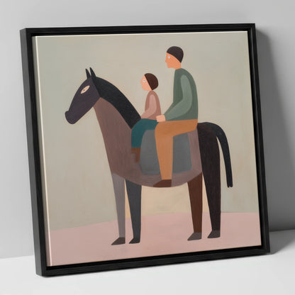 The Quiet Hack horse & rider canvas wall art in black frame
