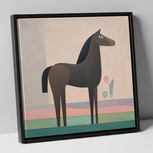 Modernist Equine Profile horse breed canvas wall art in black frame