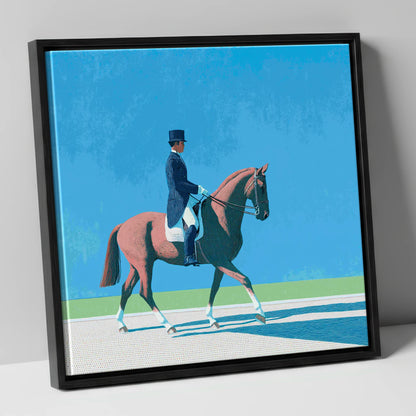 Collected Harmony dressage horse canvas wall art in black frame