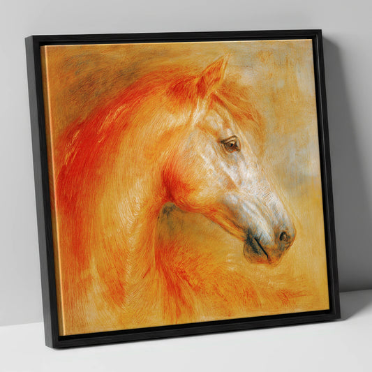 Radiant Equine Profile horse portrait canvas wall art in black frame