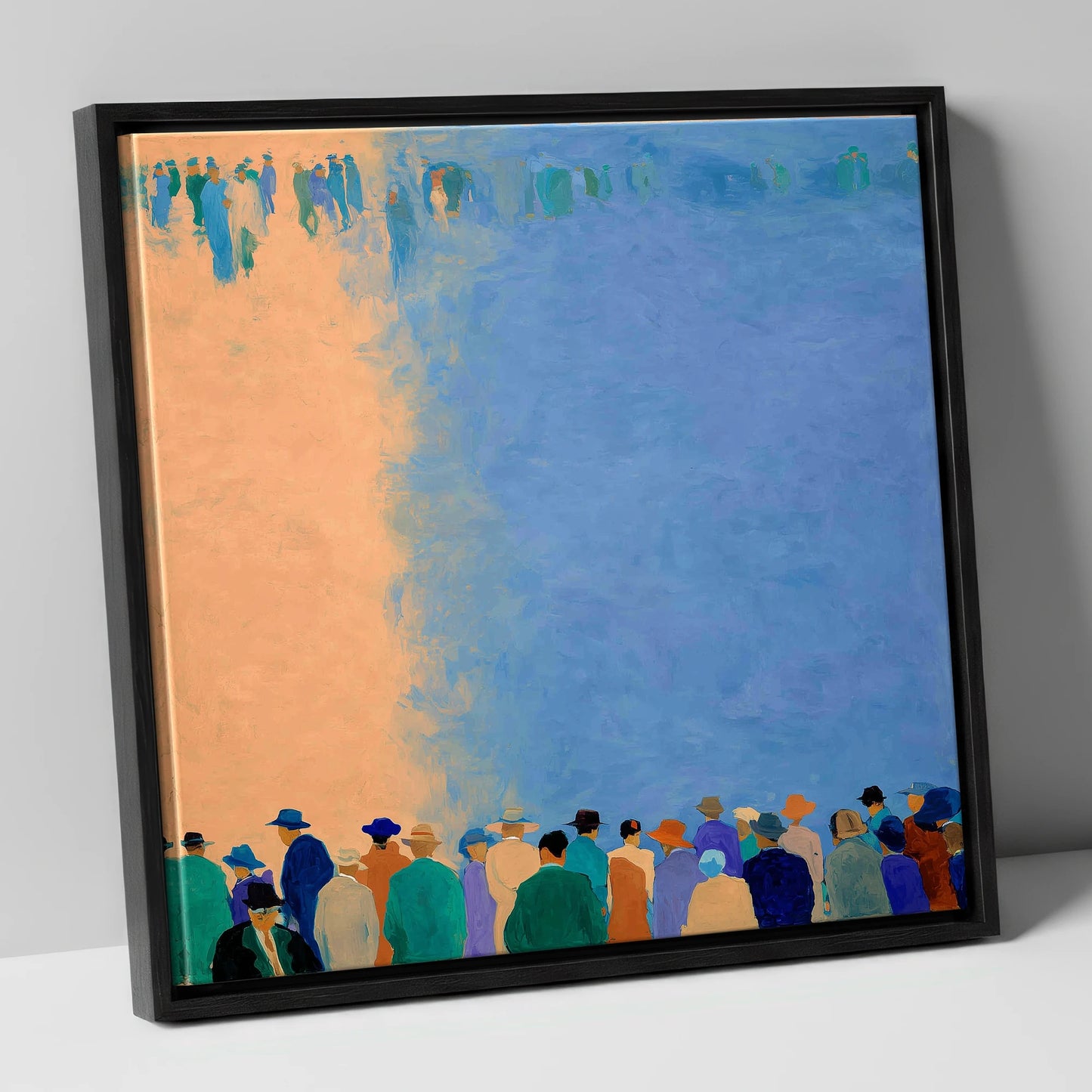 Waiting for the Field racing horse canvas wall art in black frame