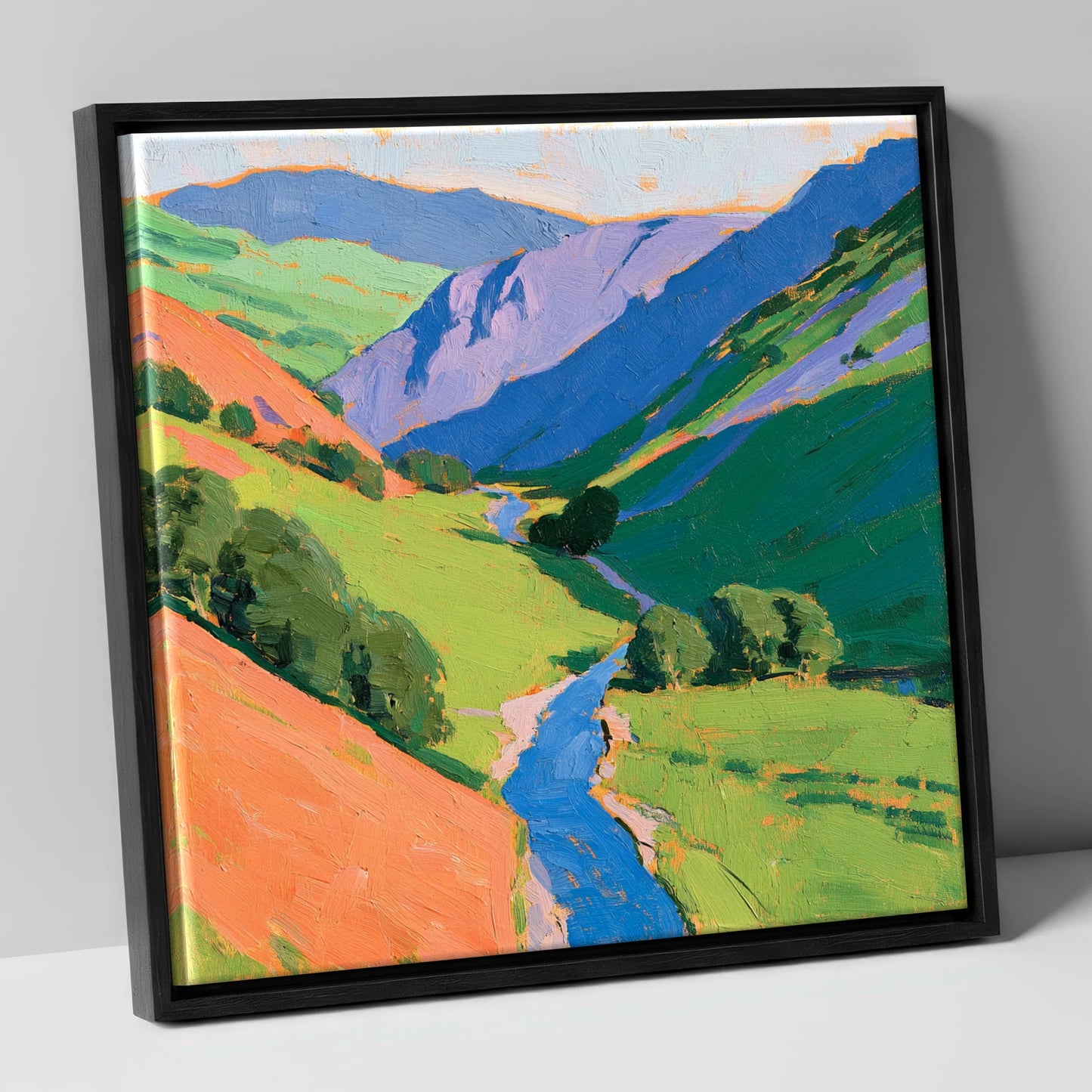 Vivid Riding Country horse landscape canvas wall art in black frame