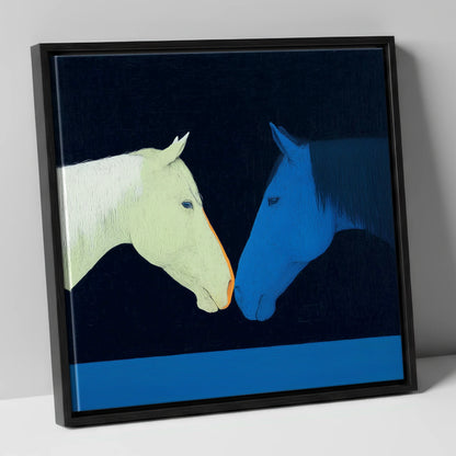 Midnight Connection horse portrait canvas wall art in black frame