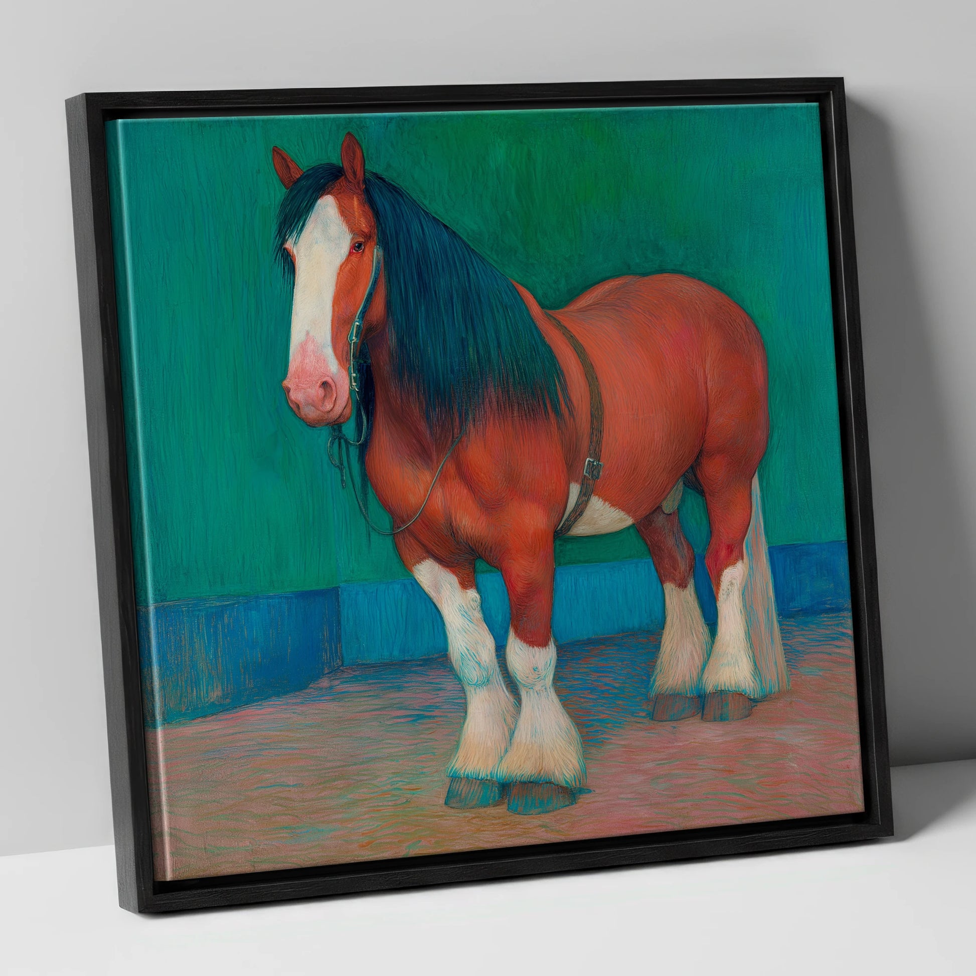 Vibrant Heavy Horse horse breed canvas wall art in black frame
