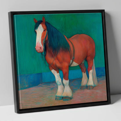 Vibrant Heavy Horse horse breed canvas wall art in black frame
