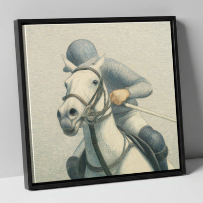 A Timeless Chukka polo horse canvas wall art in black frame