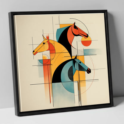 Rhythmic Racing Profiles racing horse canvas wall art in black frame