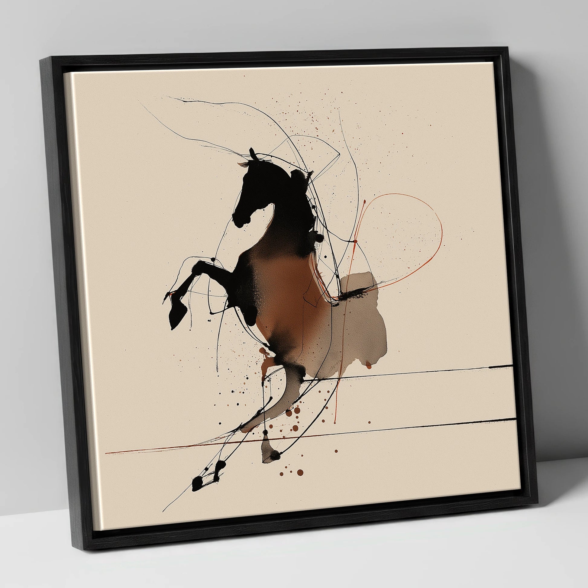Untamed Spirit horse portrait canvas wall art in black frame
