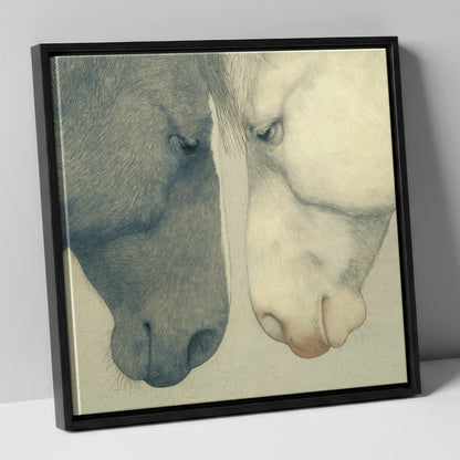 Gentle Counterparts horse portrait canvas wall art in black frame