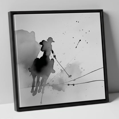 Dynamic Polo Strike polo horse canvas wall art in black frame