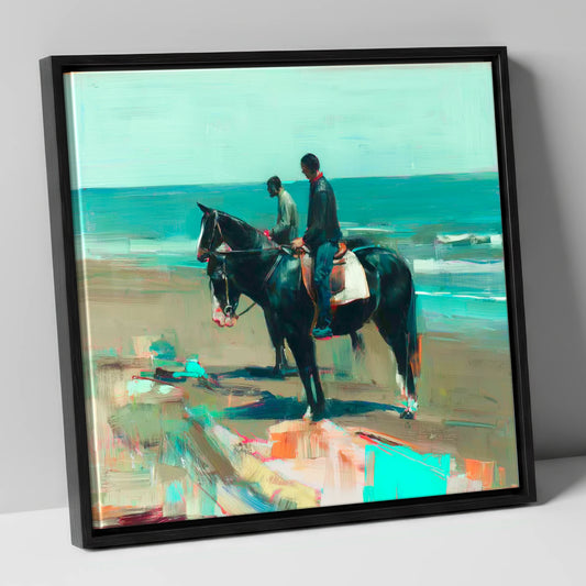 The Shoreline Hack horse landscape canvas wall art in black frame