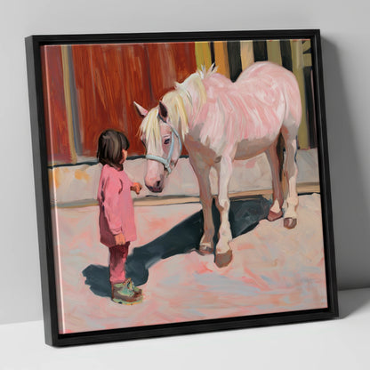 A Quiet Connection horse & rider canvas wall art in black frame