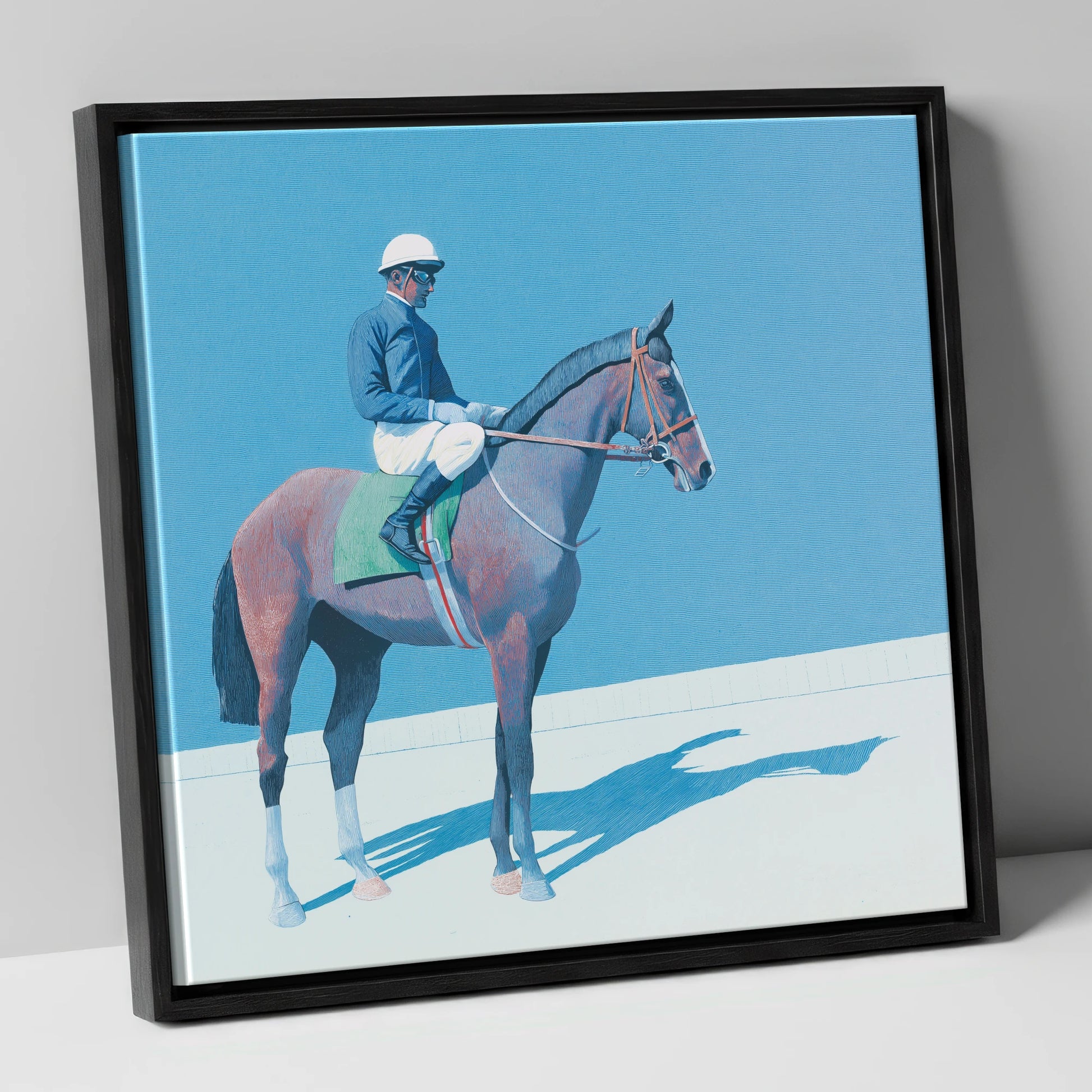 Before the Off racing horse canvas wall art in black frame