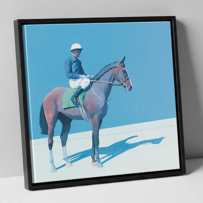 Before the Off racing horse canvas wall art in black frame