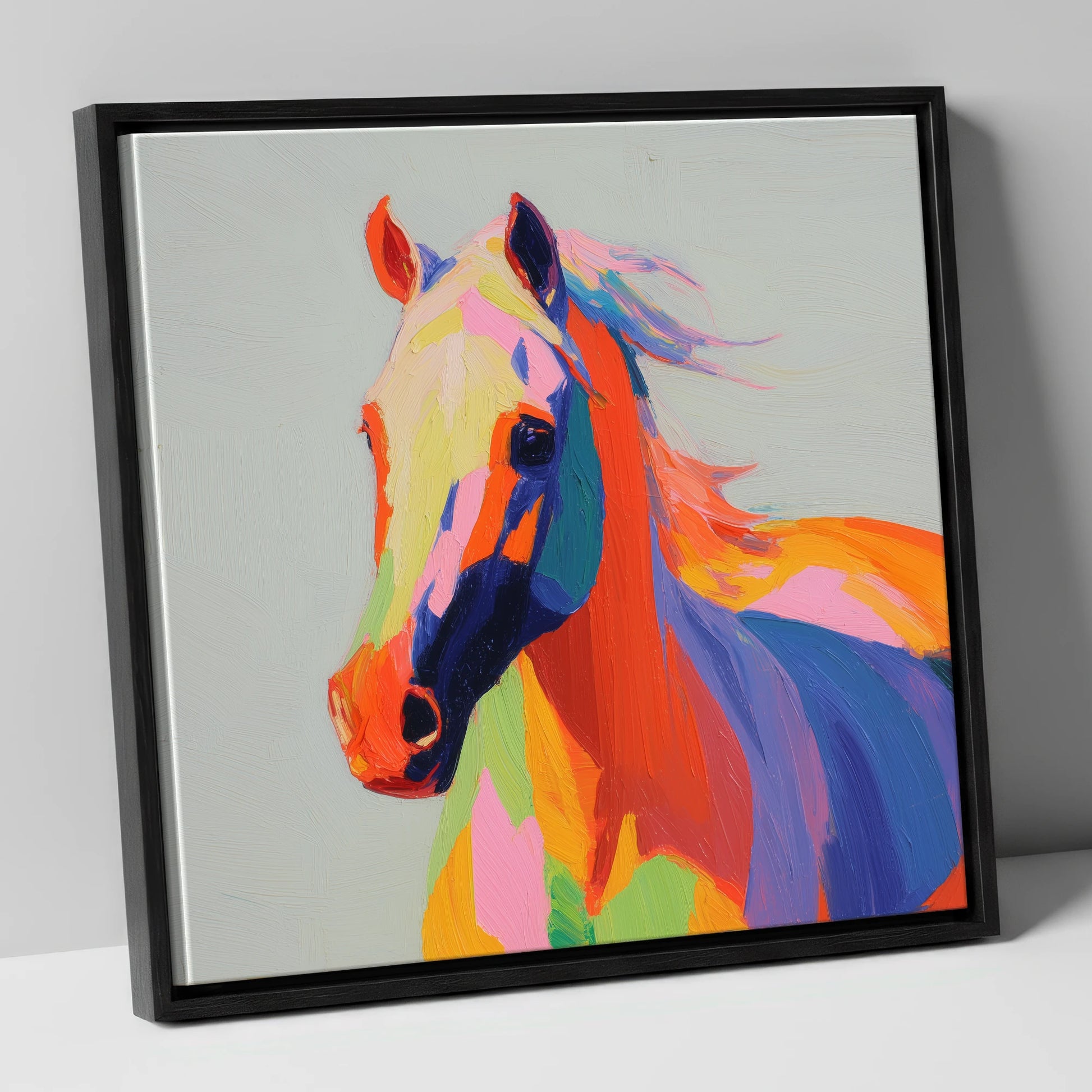Vivid Equine Spirit horse breed canvas wall art in black frame