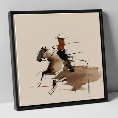 Fluid Western Motion western horse canvas wall art in black frame
