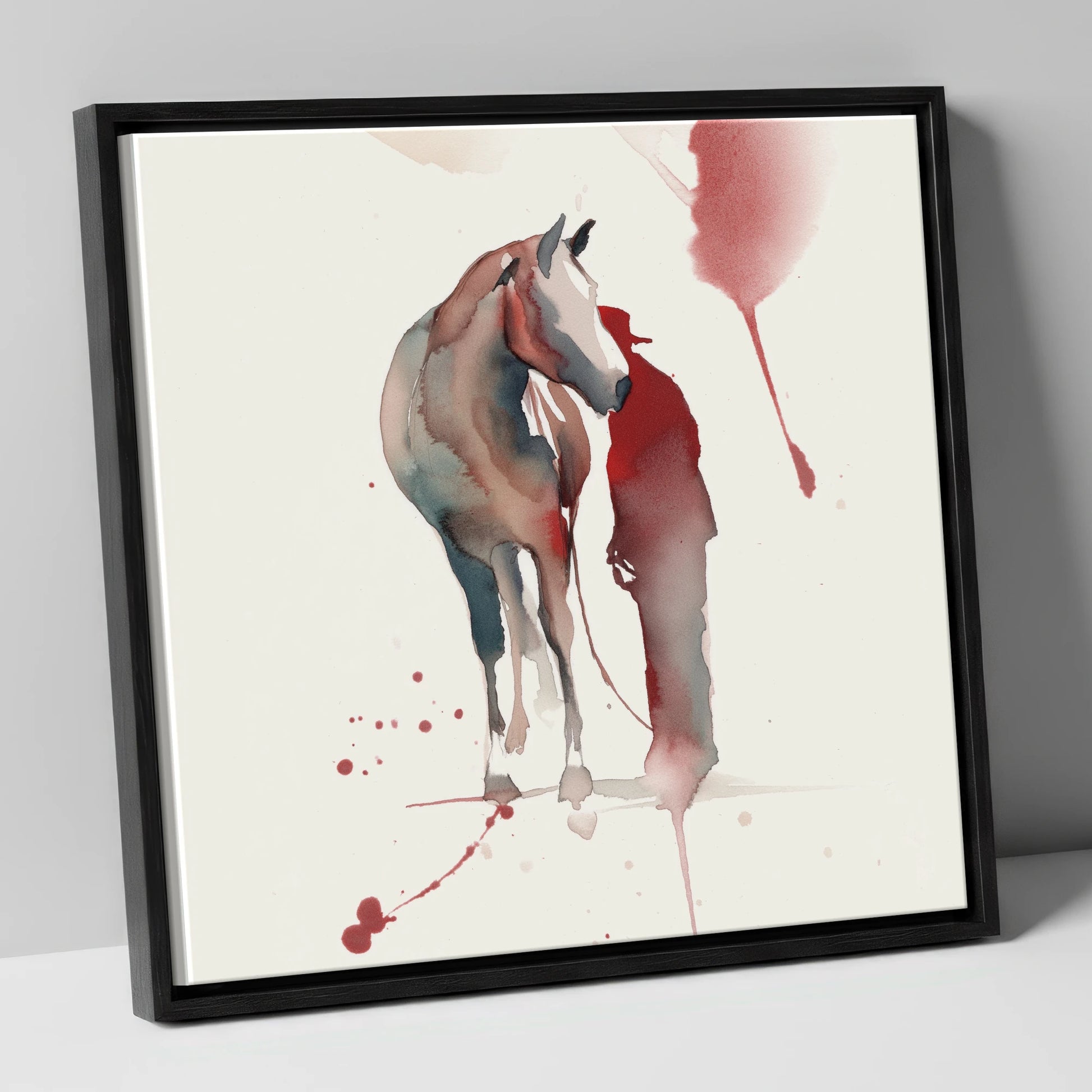 The Quiet Bond horse & rider canvas wall art in black frame