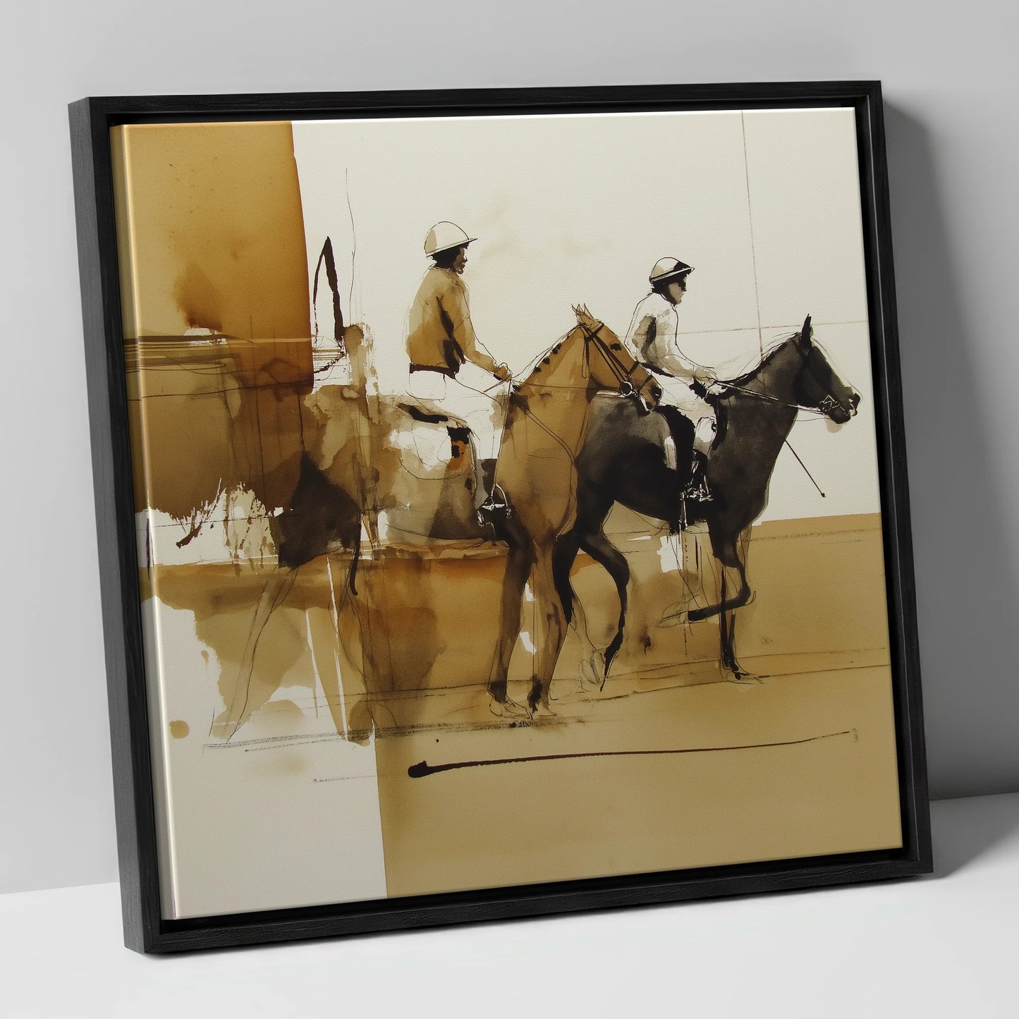 Going to Post racing horse canvas wall art in black frame