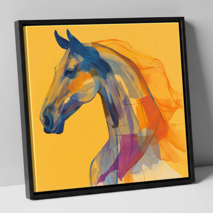 Vibrant Cobalt Contours horse breed canvas wall art in black frame
