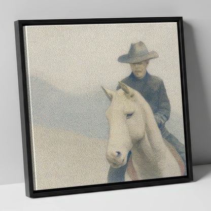 The Quiet Trail western horse canvas wall art in black frame
