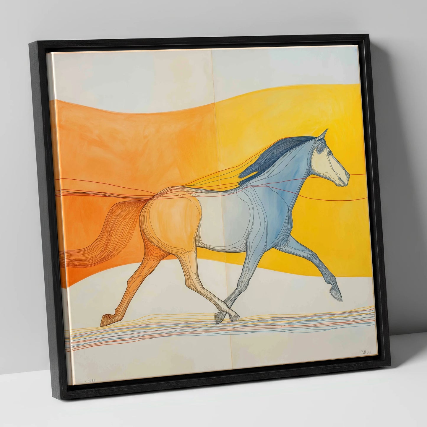 Rhythm In Colour horse portrait canvas wall art in black frame