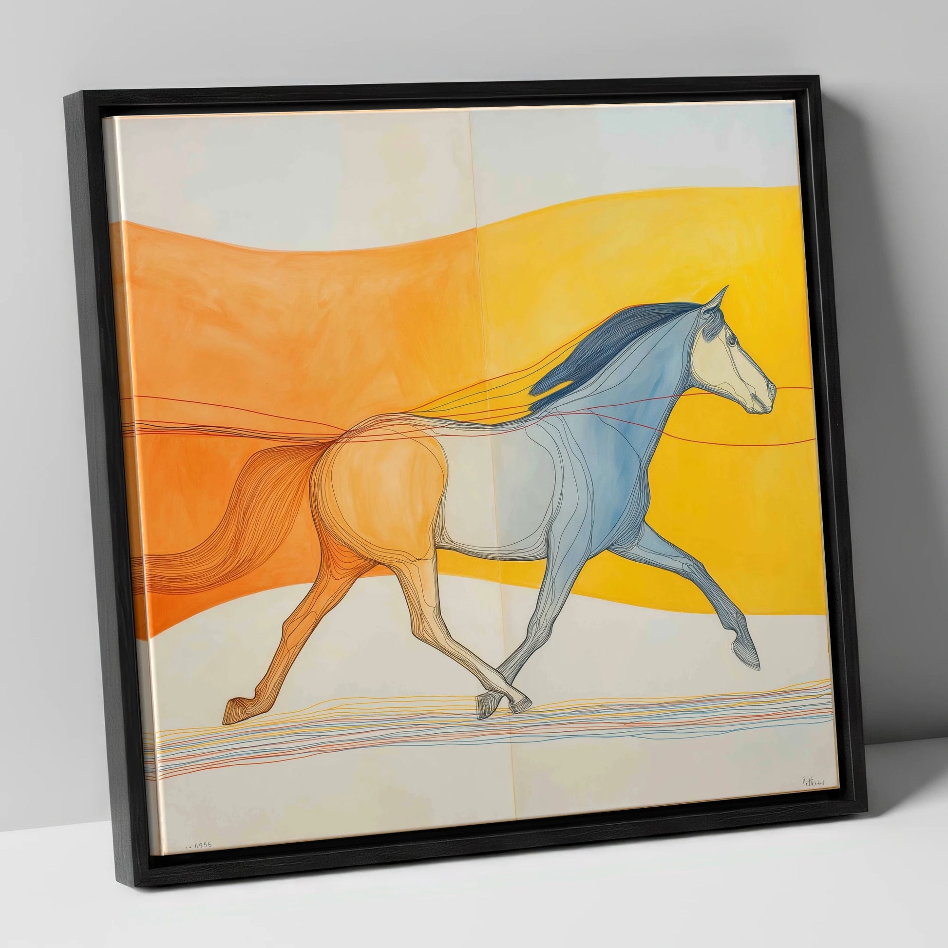 Rhythm In Colour horse portrait canvas wall art in black frame