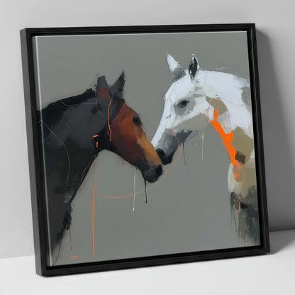 Bold Connection horse portrait canvas wall art in black frame