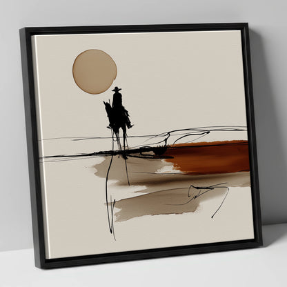 Horizon Rider western horse canvas wall art in black frame
