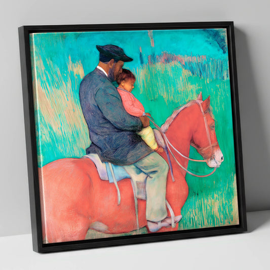 The Shared Ride horse & rider canvas wall art in black frame