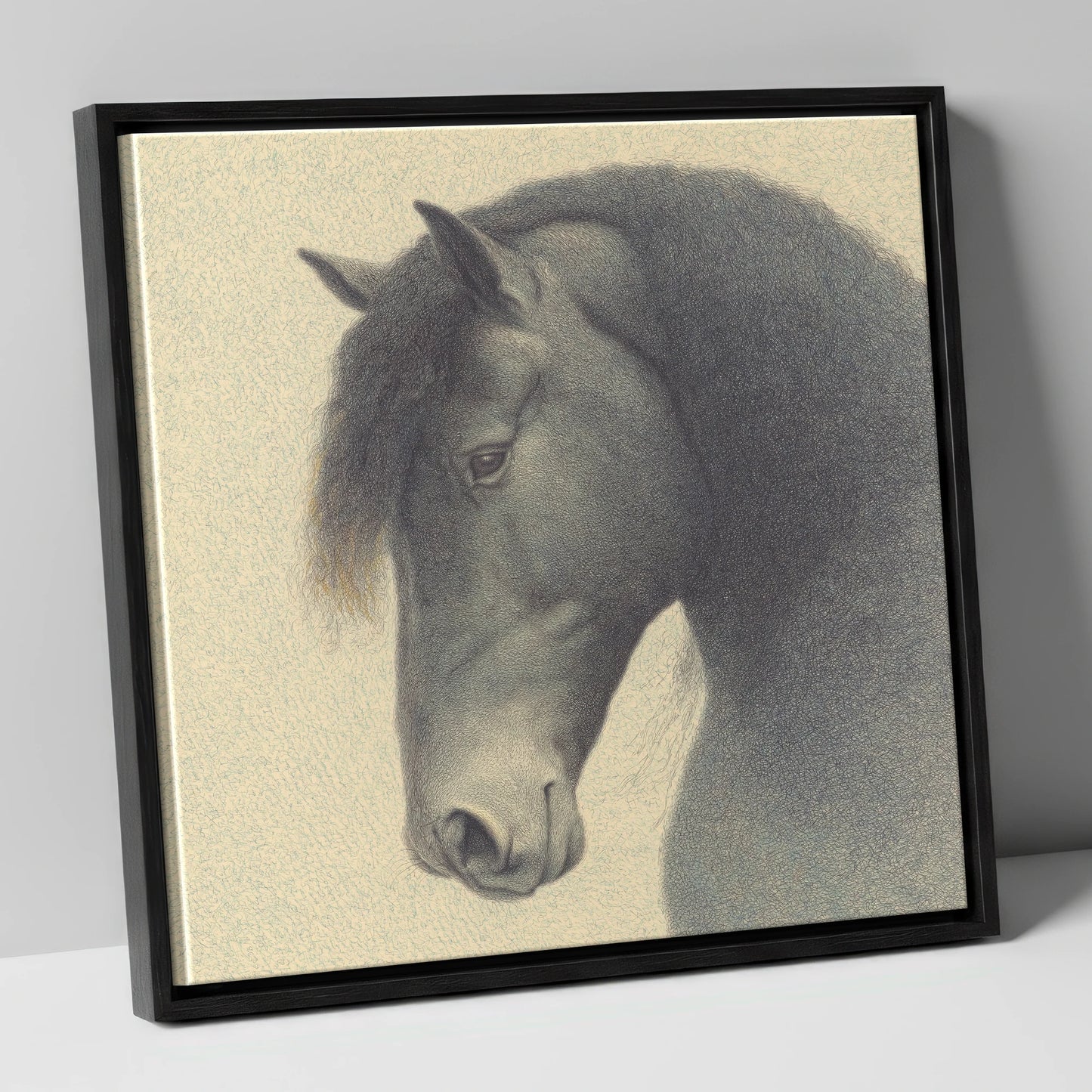 Quiet Nobility horse breed canvas wall art in black frame
