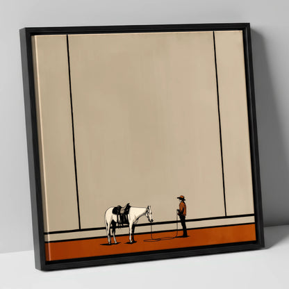 Quiet Western Connection western horse canvas wall art in black frame