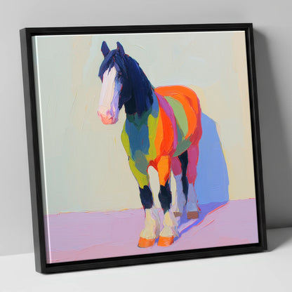 Chromatic Draught Horse horse breed canvas wall art in black frame